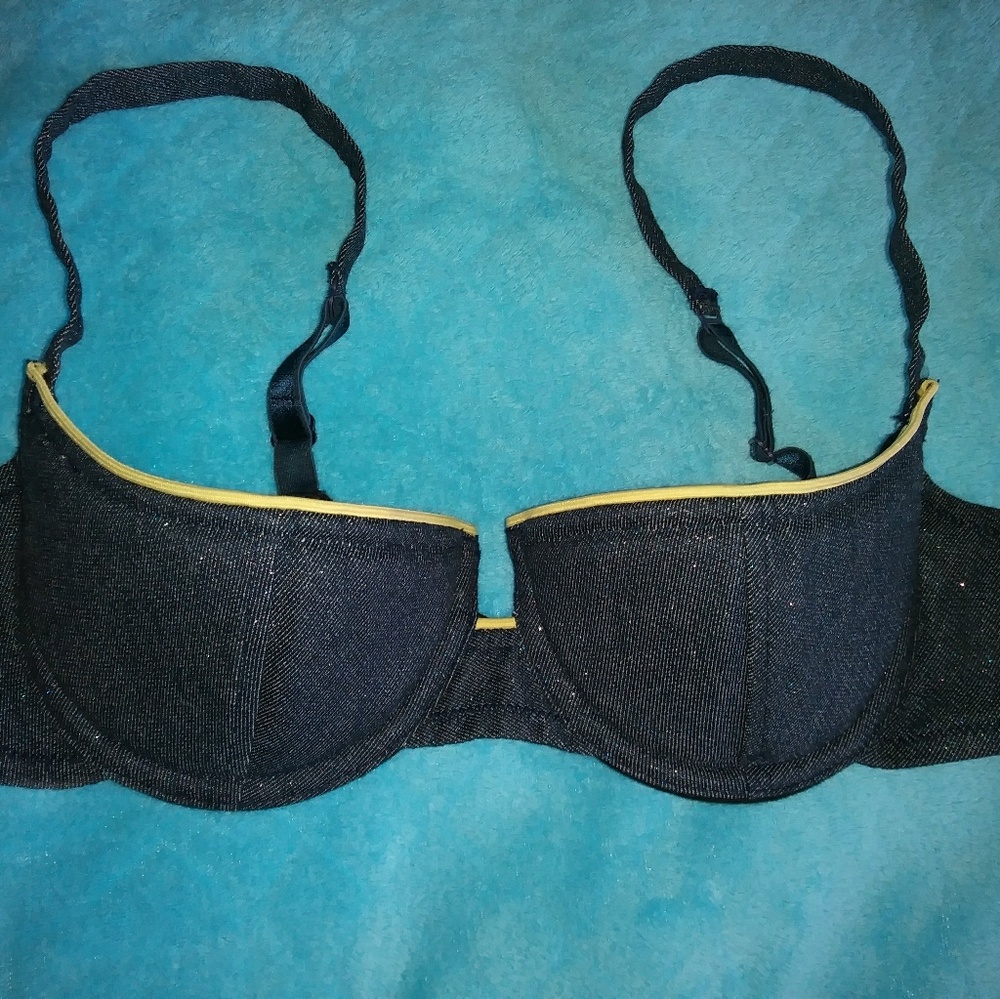 Cadolle shimmery denim look half cup bra 34